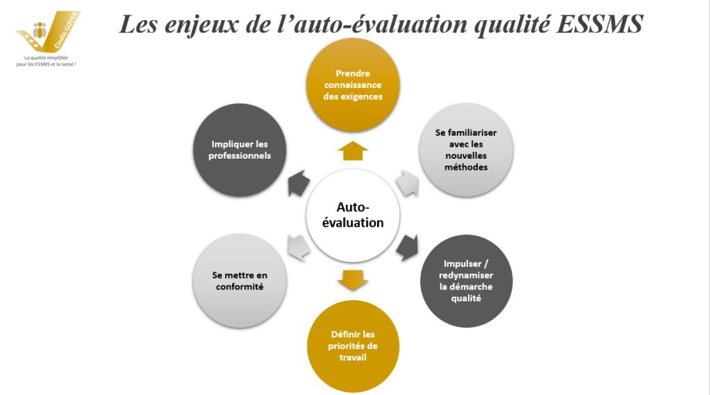Infographie : les enjeux de l'auto-évaluation qualité ESSMS selon le référentiel HAS
